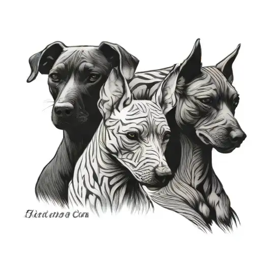 Three Mexican Hairless Dogs
