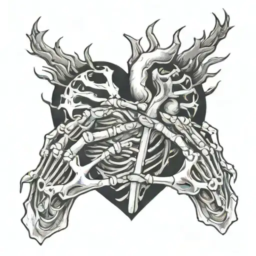 Skeleton Hands Ripping Heart