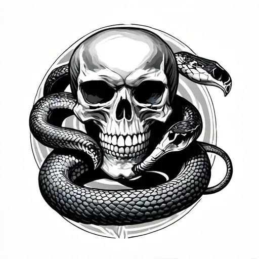 Skulls And Snake Wrapped