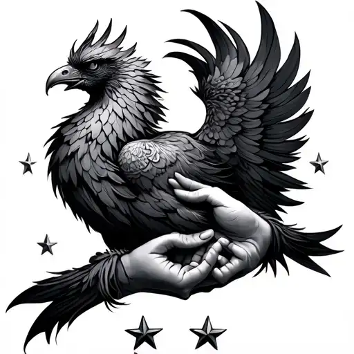 Phoenix And 3 Stars Representing Child Holding Hands