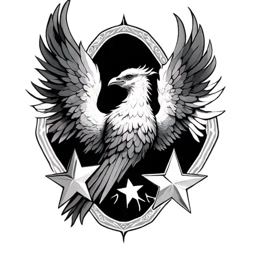 Phoenix And 3 Stars Representing Child Surrounded