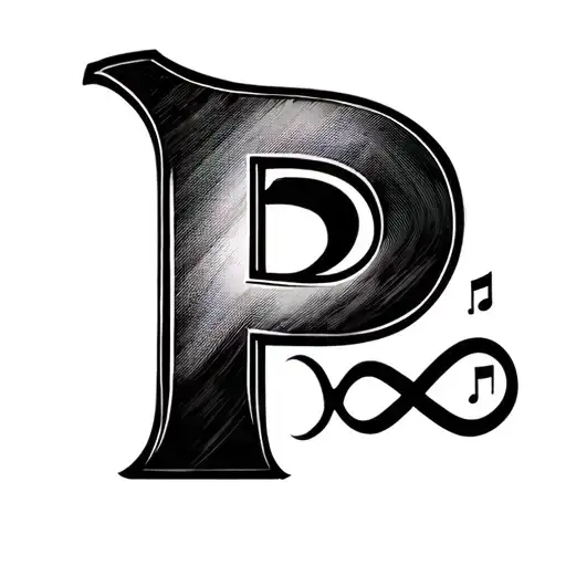 Letter P With Music Symbol And Infinity Sign All Black