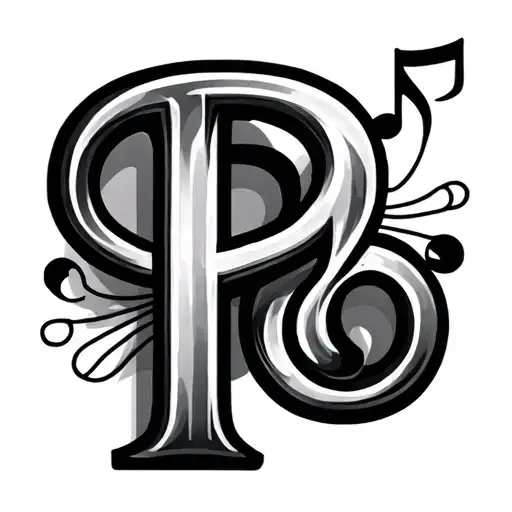 Letter P With Music Symbol And Infinity Sign All Black
