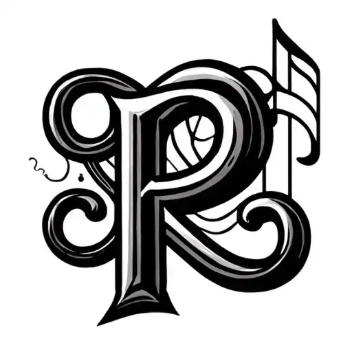Letter P With Music Symbol And Infinity Sign All Black