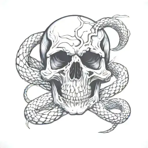 Skull And Snake Through Skull