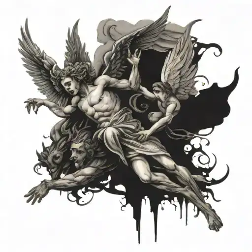 Angel Falling Into Demons Trying To Reach Each Other