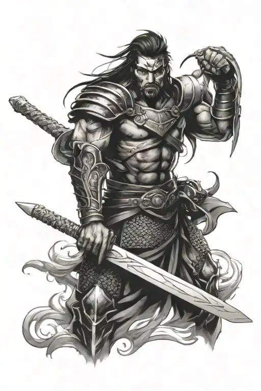 Warrior With Sword In Front