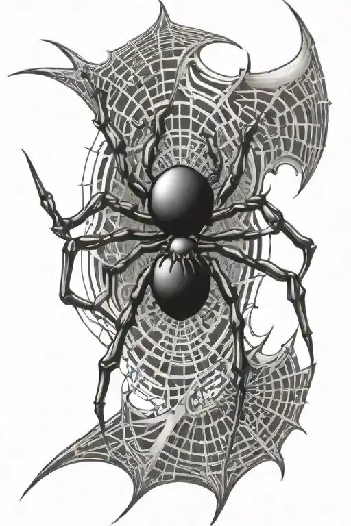 Black Spider Surrounded By A Tall Cybersigilism Design
