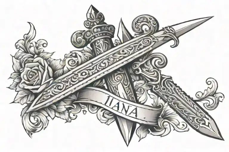 Dagger With Two First Names Lyana And Nino