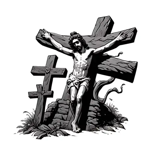 Jesus Crucifixion Site With 3 Crosses