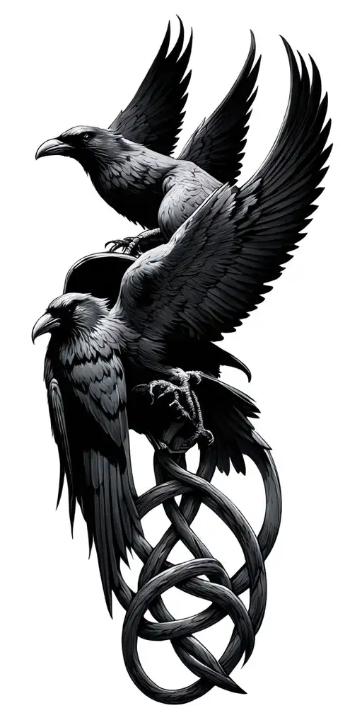 Norse Mythology Knot Intertwined Odin Ravens Fenir