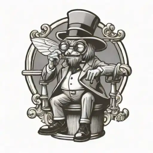 Bee Sitting On A Bar Stool Wearing A Monocle Like The Monopoly Guy