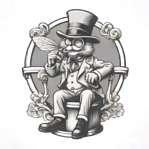 Bee Sitting On A Bar Stool Wearing A Monocle Like The Monopoly Guy