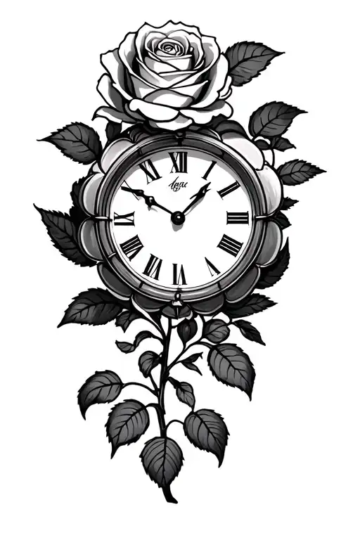 Rose And Clock With Time And Date
