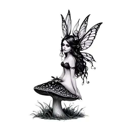 Gothic Fairie On Toadstool