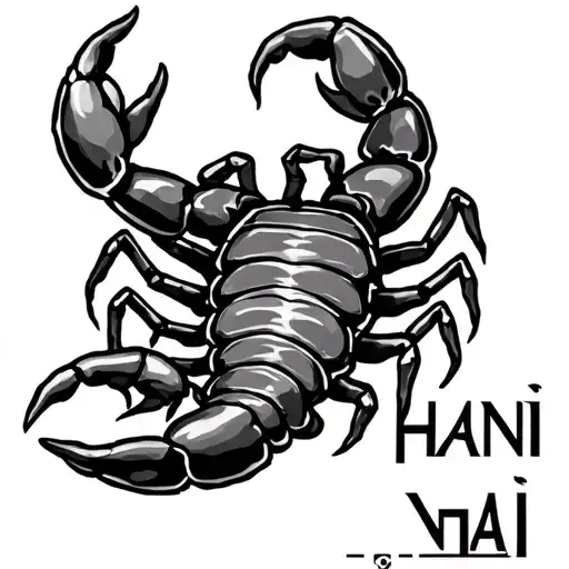 Scorpion Tattoo With Letters H A N I