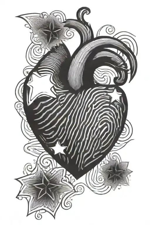 Fingerprint Heart With Star