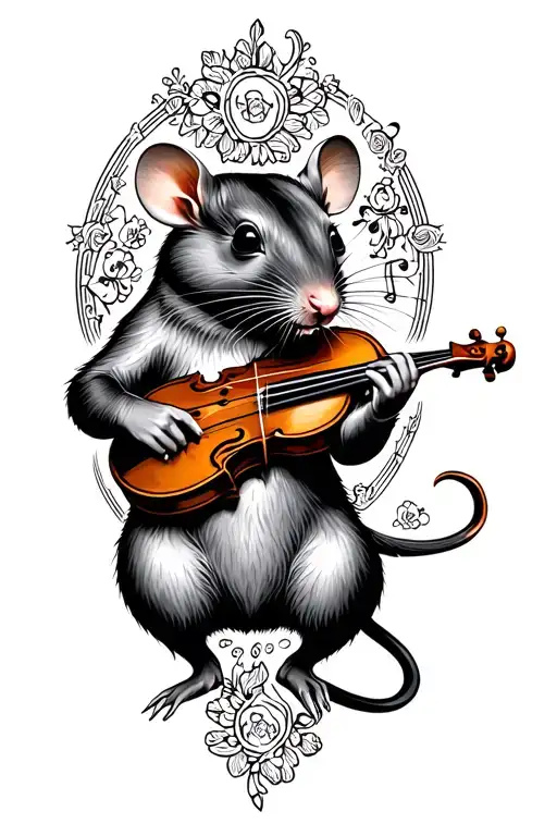Rat Playing A Fiddle With Irish Music In The Background