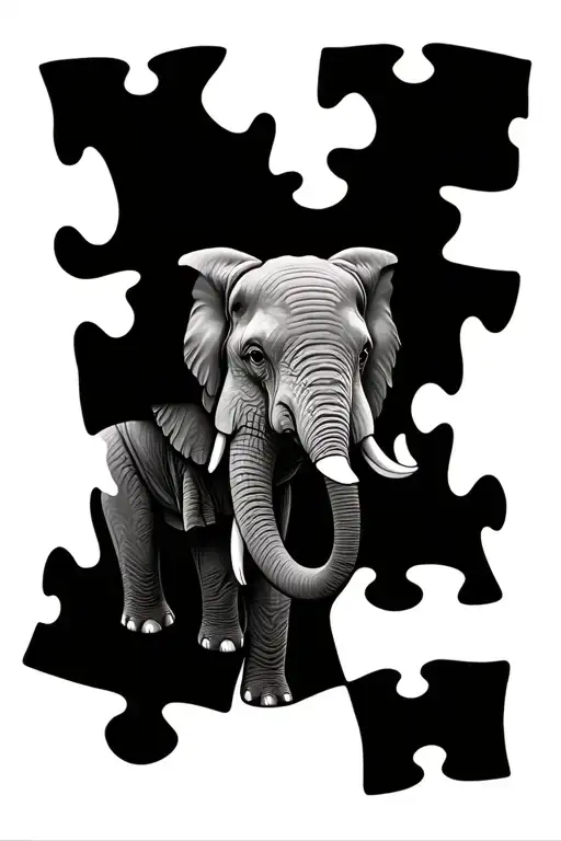 Elephant Puzzle Pieces Forming The Shape