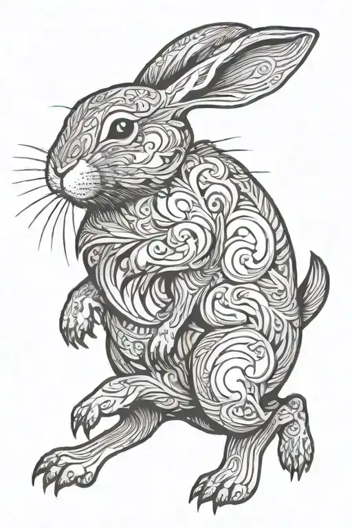 Fine Line Simple Jumping Rabbit