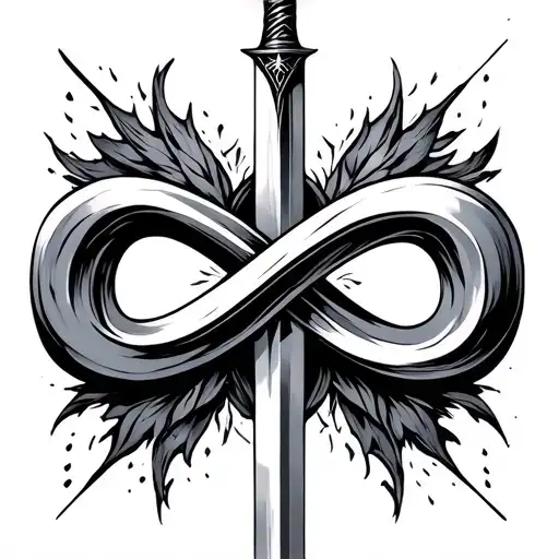 Minimal Infinity Symbol With A Modern Day Sword Tattoo In The Center