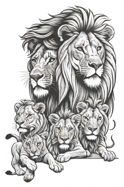 Lion Family Of 4