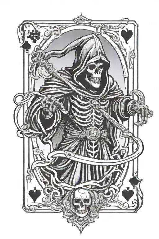 Grim Reaper Playing Card With A King And Grim Reaper On The Card