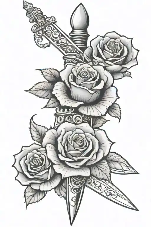 Dagger And Rose Wrapped