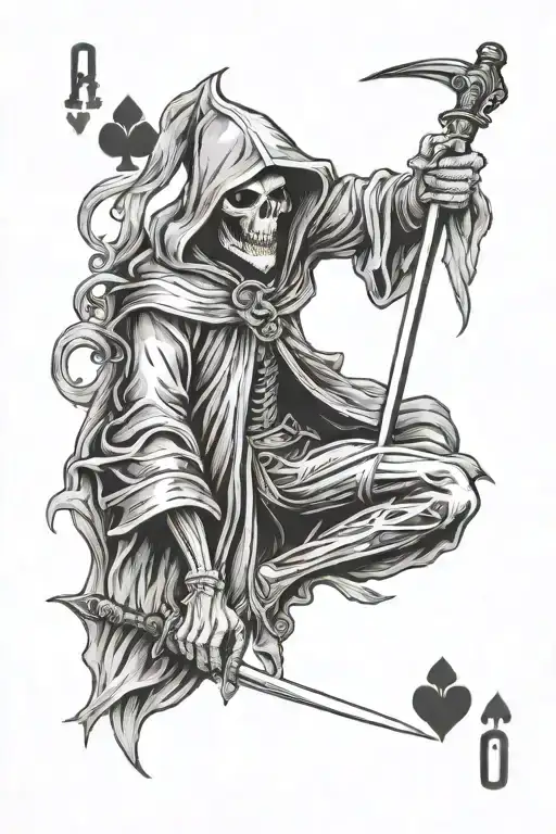 Grim Reaper Playing Card With A King