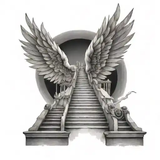 Wings And Stairs Going Into Heaven