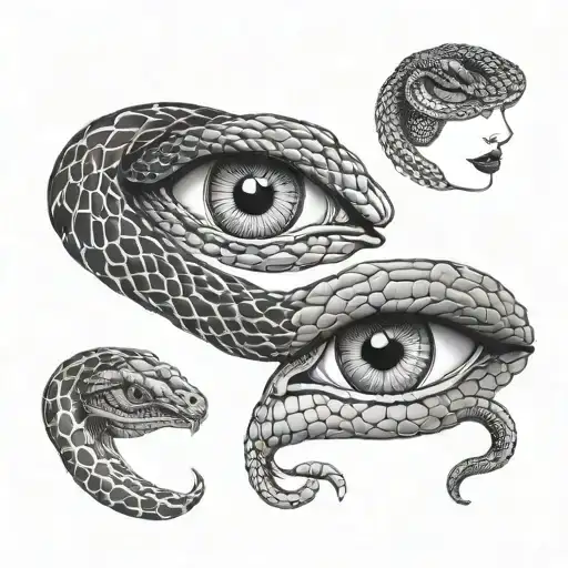Set Of Eyes With Snake Intertwined