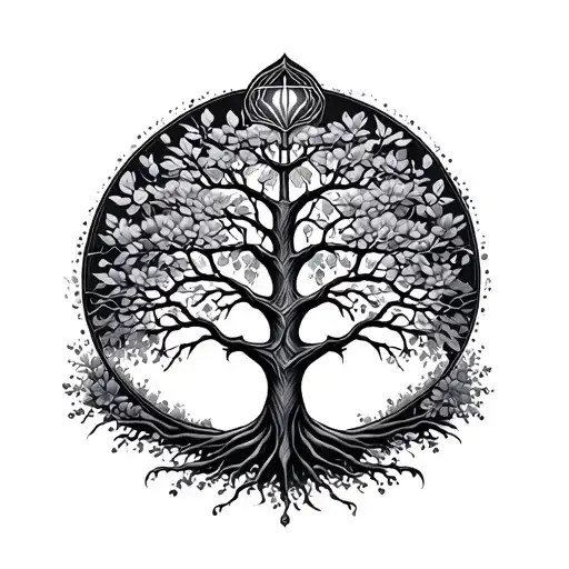 Monochrome Art Deco Tree Of Life