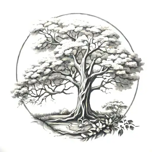 Kinght And Round Tree Growing