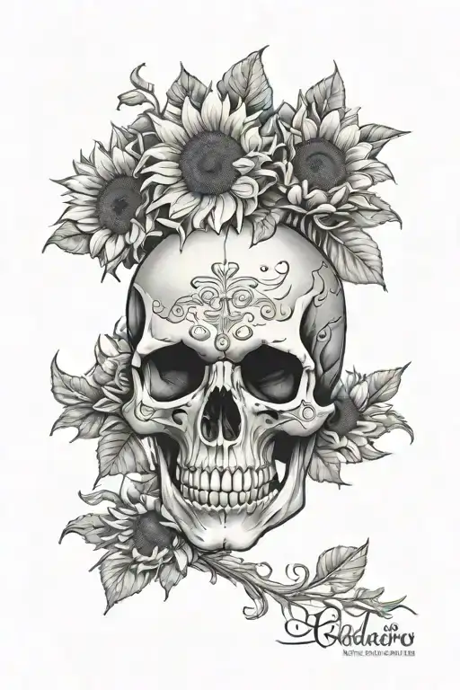 Skull And Sunflowers Wrapping Up Arm