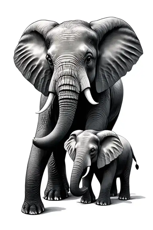 Elephant And Baby Elephant With The Noah