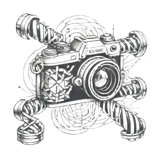 Camera With Geometric Shapes In The Form Of Dna