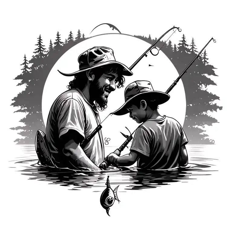 Father And Son Fishing