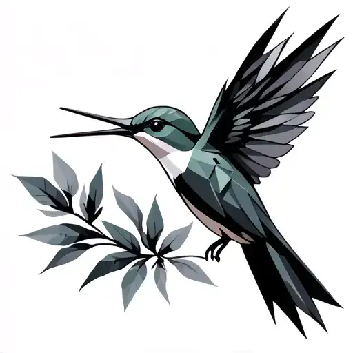 Origami Hummingbird Tattoo With Color And Depth