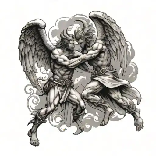 Angel And Demon Fighting