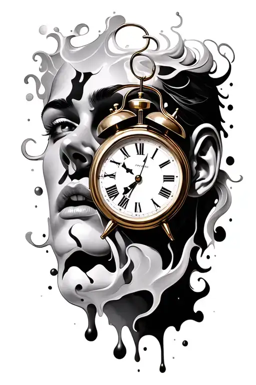 A Melting Clock On A Black Face Morphing