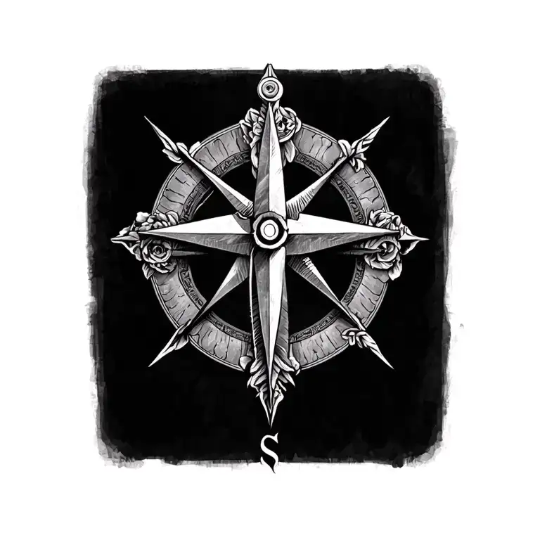 Cross And Compass Rose