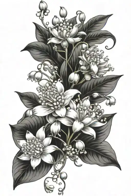 Lily Of The Valley And Chrysanthemum And Waterlilly