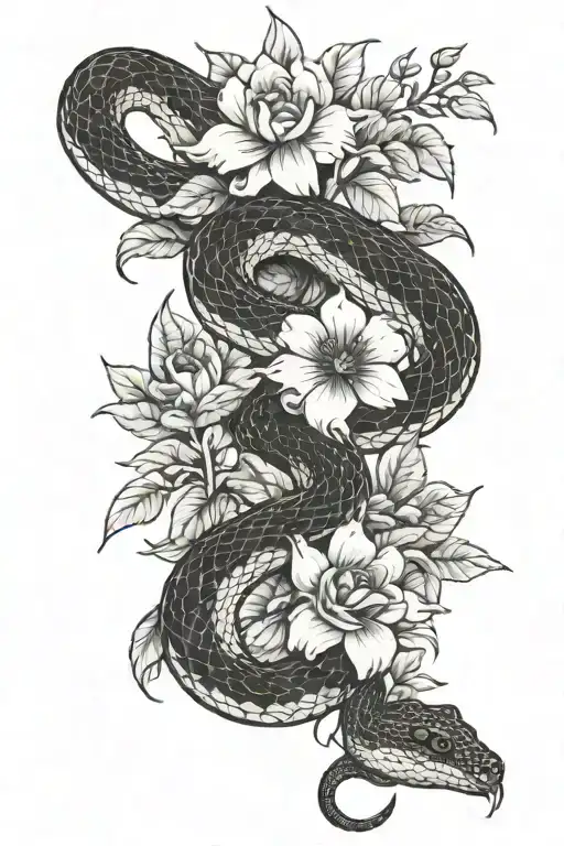 Snake And Flower Blooming