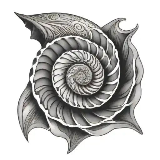 A Spiral Shell Pattern With Fine Line Tattoo Design
