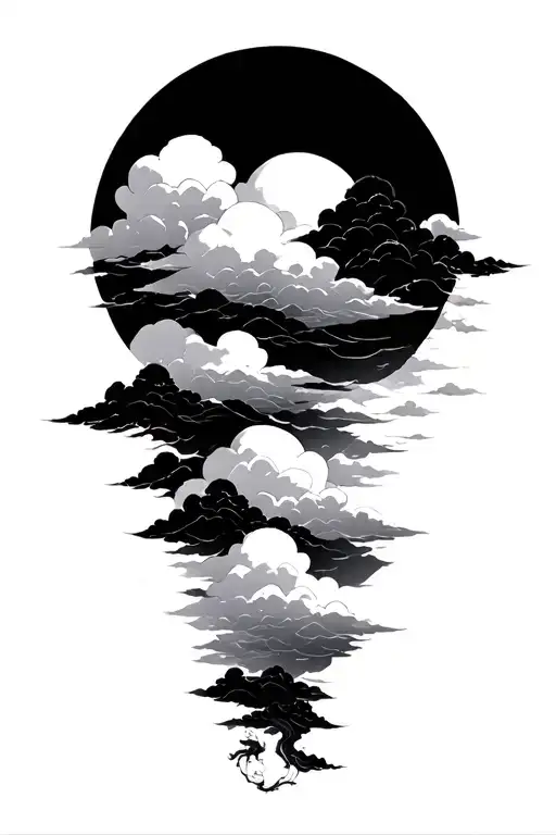 Japanese Cloud Background Black And White