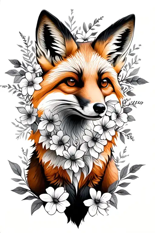 Fox With Flowers