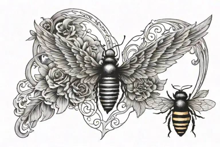 Angel Wing And Bee Wing With Roman Numerals Around Them