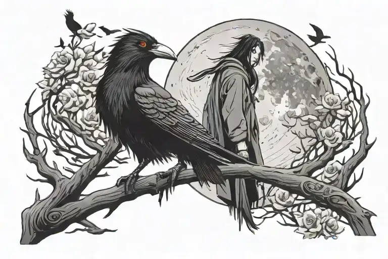 Itachi Uchiha With Crows Sitting On Pole With The Moon Behind Him