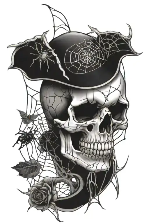 German Skull And Spider Web