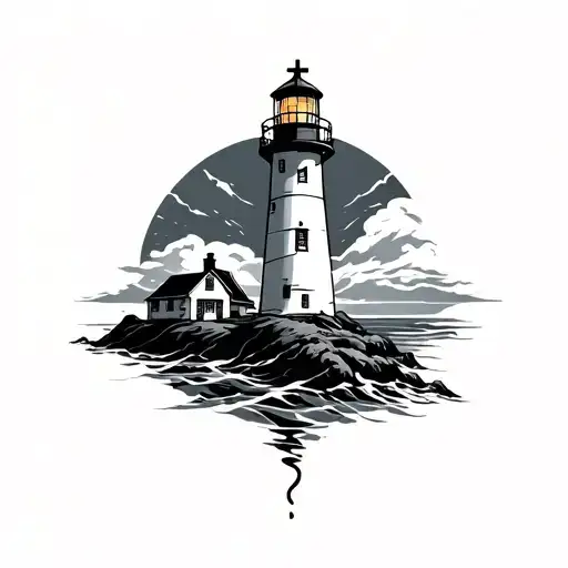 Lighthouse And Shadow Cross Surrounded